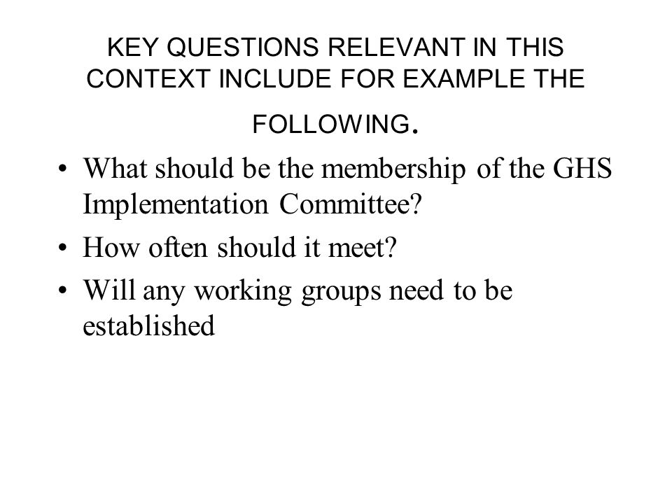 KEY QUESTIONS RELEVANT IN THIS CONTEXT INCLUDE FOR EXAMPLE THE FOLLOWING.