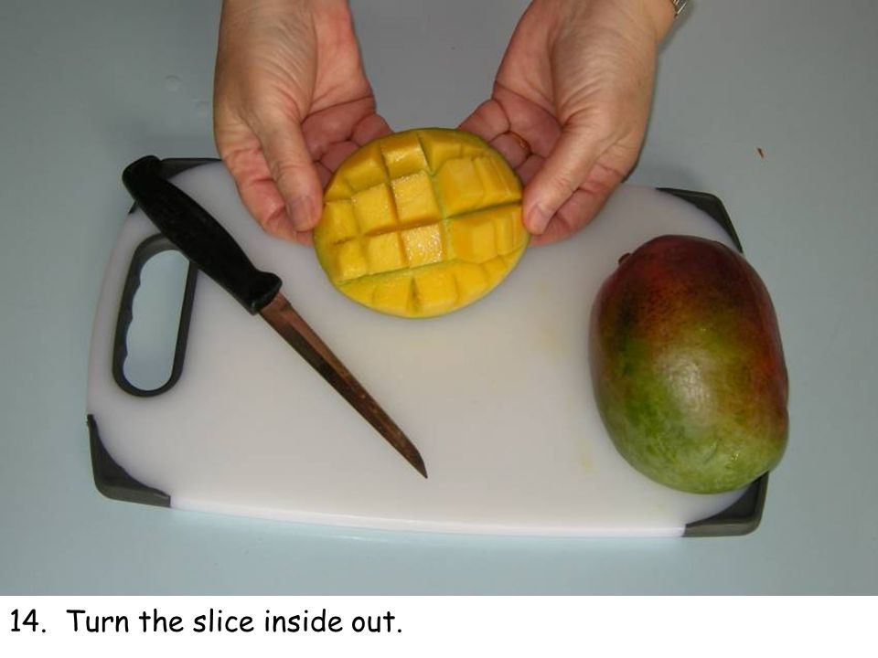 14. Turn the slice inside out.