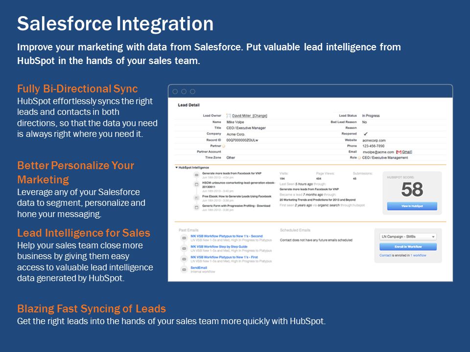 Salesforce Integration Improve your marketing with data from Salesforce.