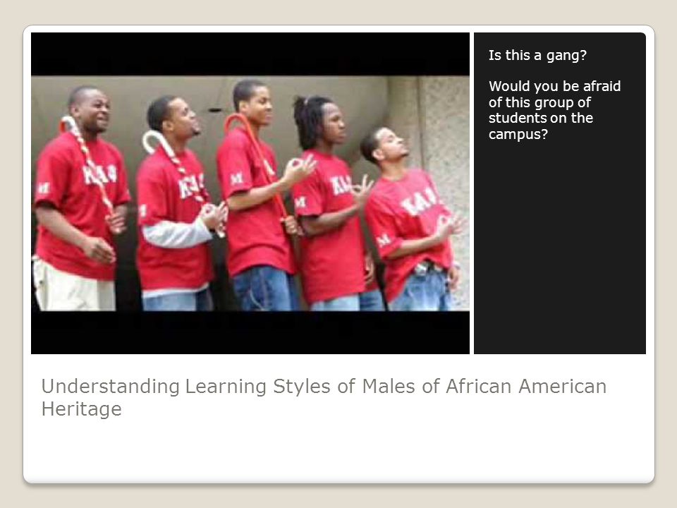 Understanding Learning Styles of Males of African American Heritage Is this a gang.