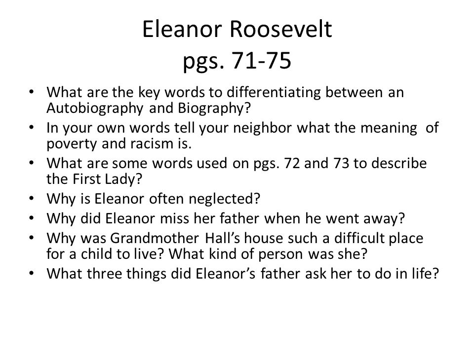 Eleanor Roosevelt pgs.