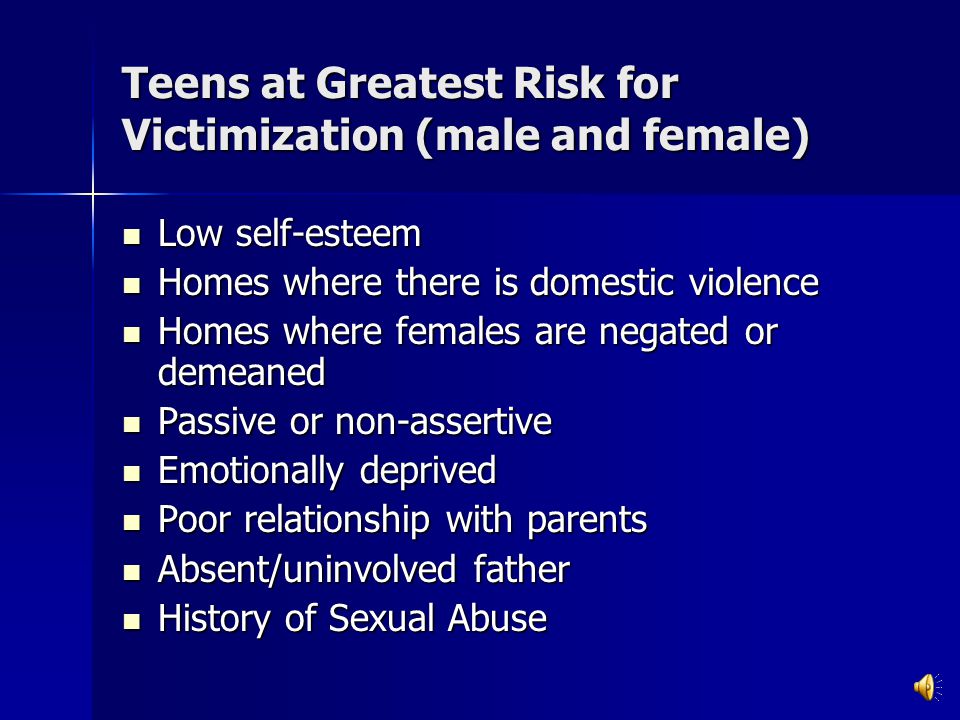 Who Are The Victims. Teens in all ethnic groups, socioeconomic groups, and geographic regions.