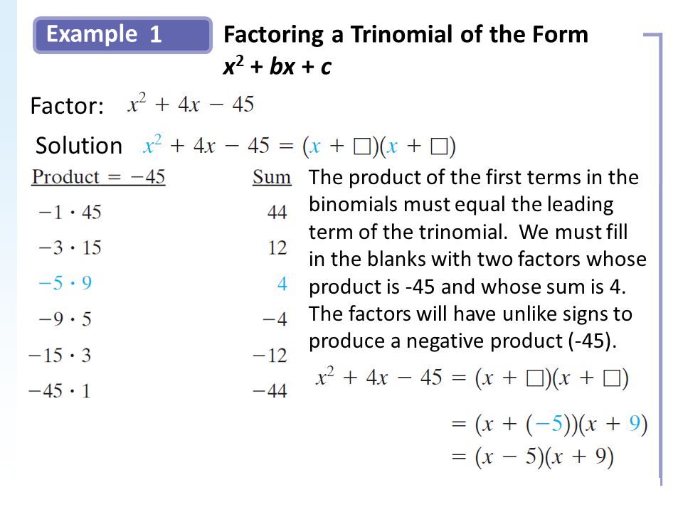 Example 1Factoring a Trinomial of the Form x 2 + bx + c Slide 4 Copyright (c) The McGraw-Hill Companies, Inc.