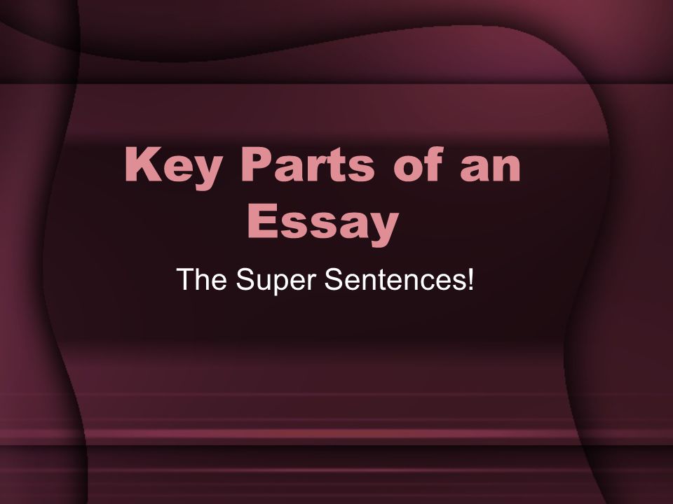 Key Parts of an Essay The Super Sentences!