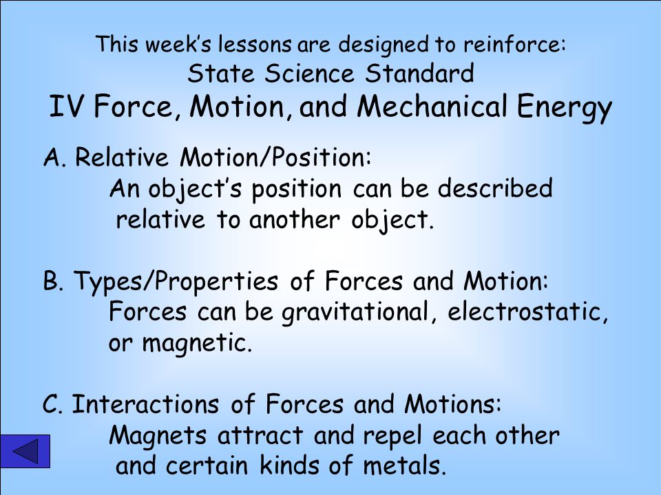 Magnetic Force Types/Properties of Forces and Motion Teacher Page