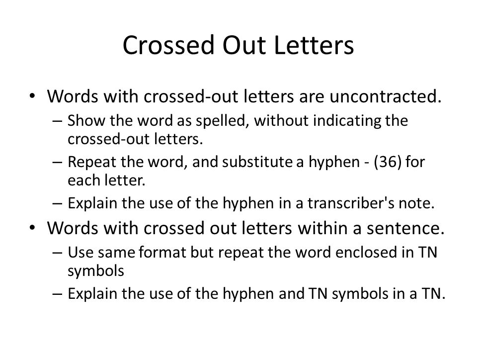 crossed out words
