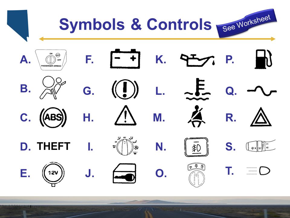 Printables Driver Education Worksheets control devices instruments nv driver education curriculum unit theft a b c d e n f g h i j l k m o p q r s t symbols controls see worksheet