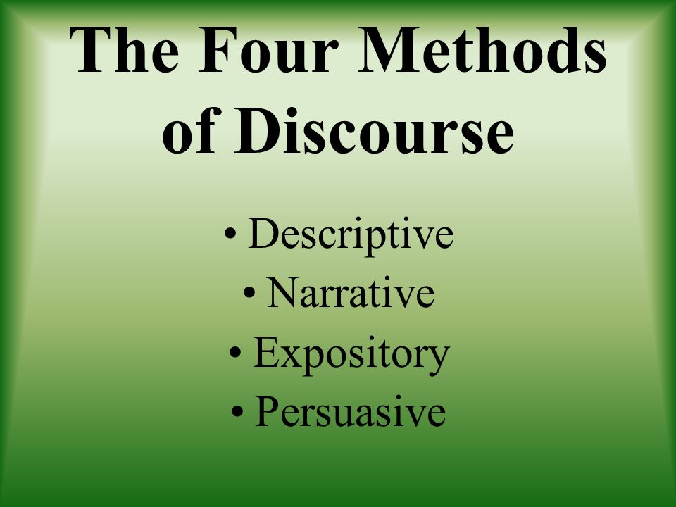 The Four Methods of Discourse Descriptive Narrative Expository Persuasive