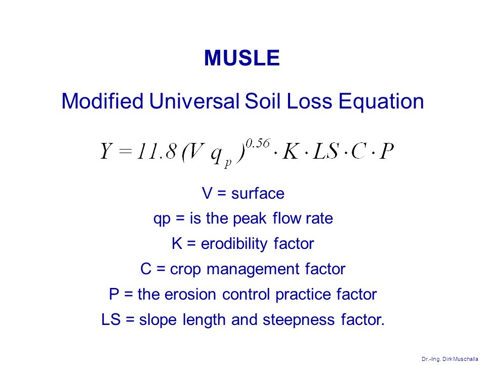 Quality Aspects Of Urban And Natural Surface Runoff Gex 58 Dr Ing Dirk Muschalla Musle Modified Universal Soil Loss Equation