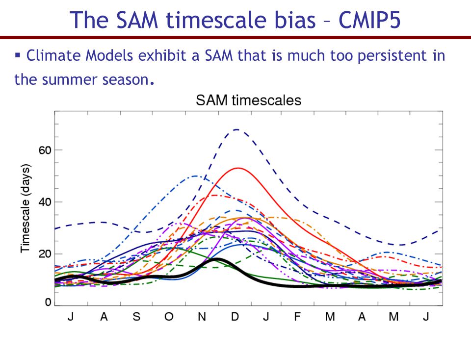  Climate Models exhibit a SAM that is much too persistent in the summer season.