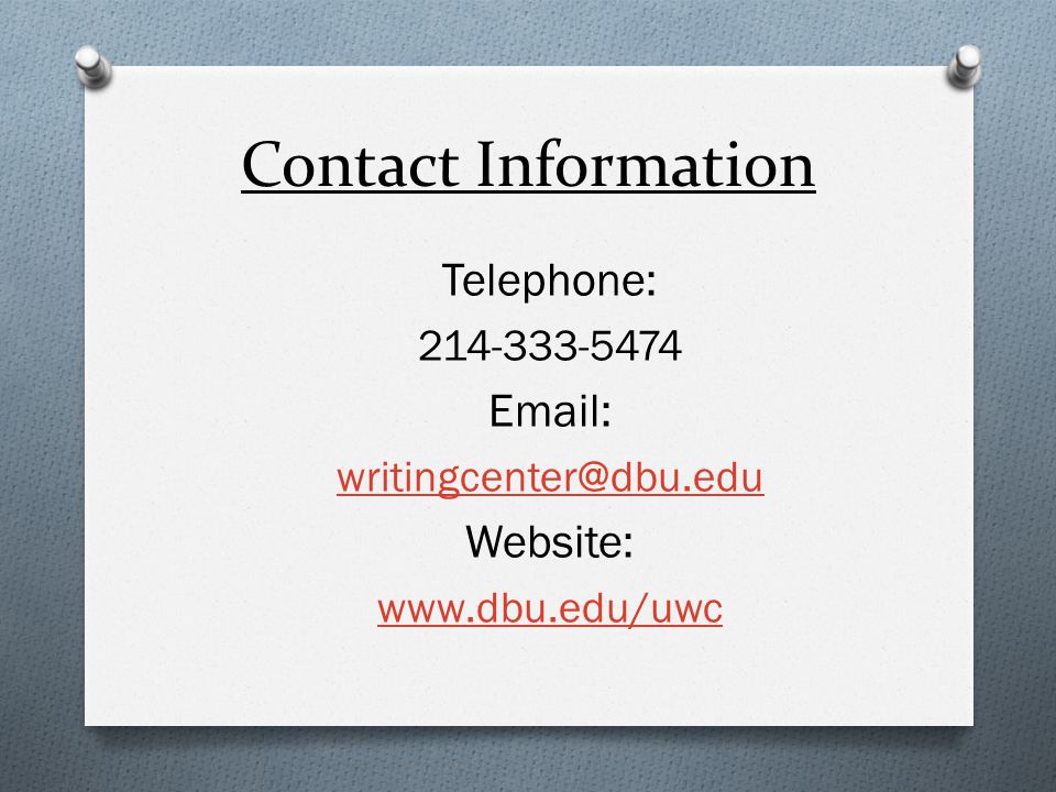 Contact Information Telephone: Website: