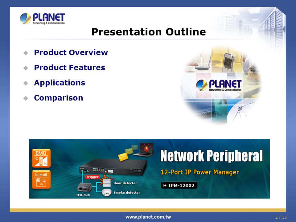  Product Overview  Product Features  Applications  Comparison Presentation Outline 2 / 15
