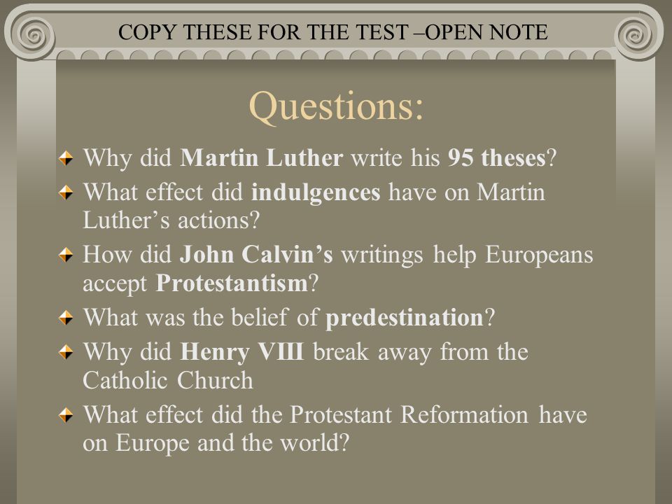 martin luther 95 theses essay What are the 95 theses (thesis) of martin luther why did martin luther write the ninety five theses. martin luther 95 theses essay What are the 95 theses (thesis) of martin luther why did martin luther write the ninety five theses.
