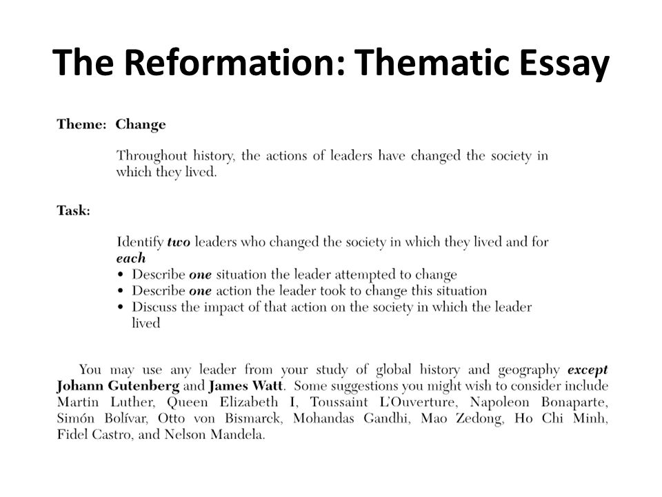Global regents thematic essay themes