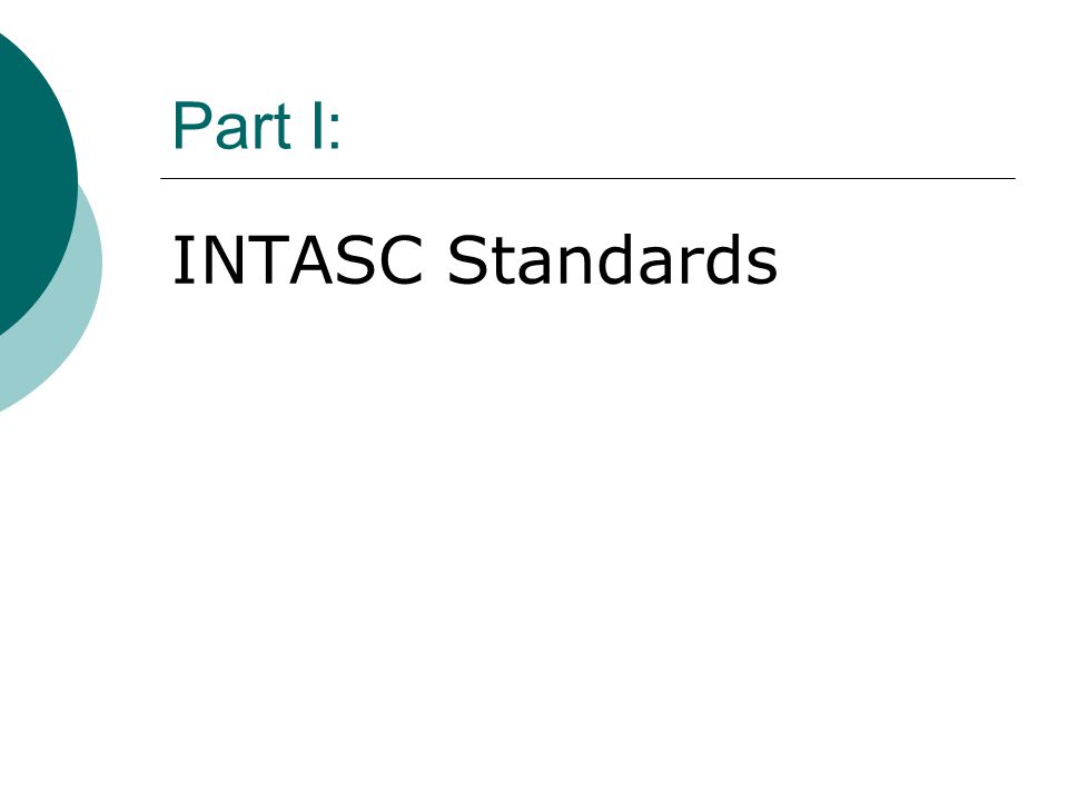 Part I: INTASC Standards