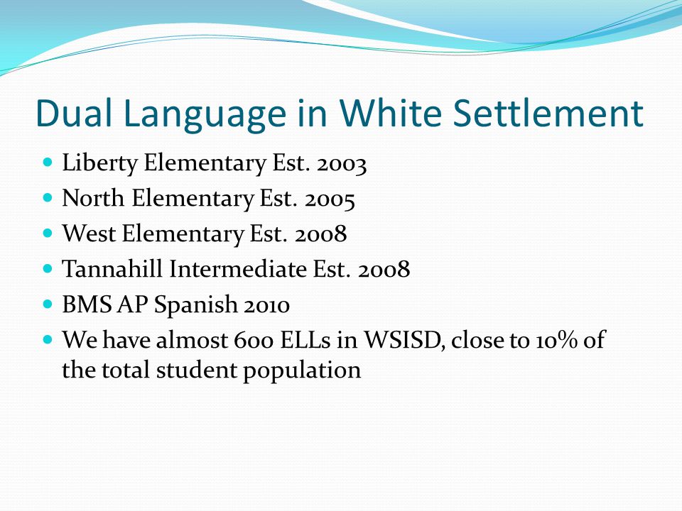 Dual Language in White Settlement Liberty Elementary Est.