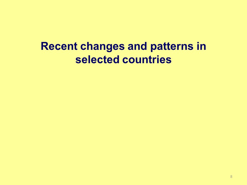 Recent changes and patterns in selected countries 8