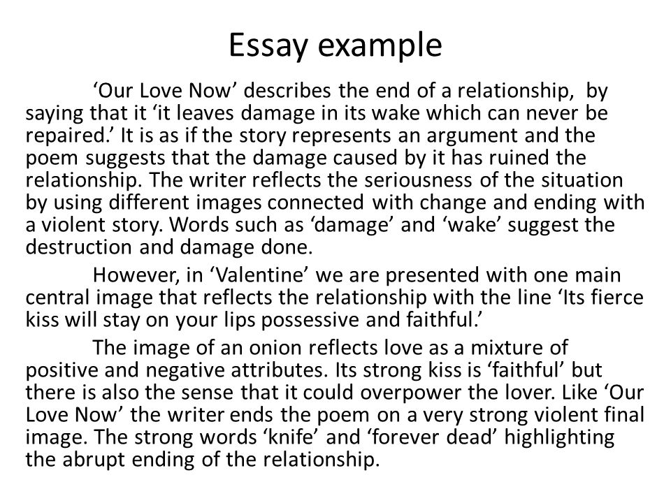 Example narrative essay about love