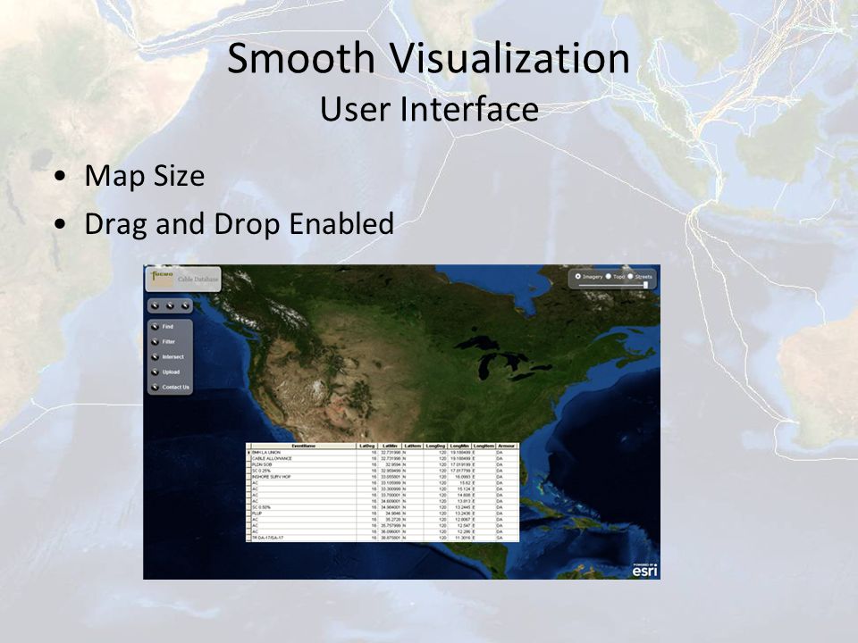 Smooth Visualization User Interface Map Size Drag and Drop Enabled