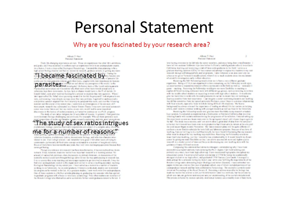 Personal Statement Why are you fascinated by your research area.