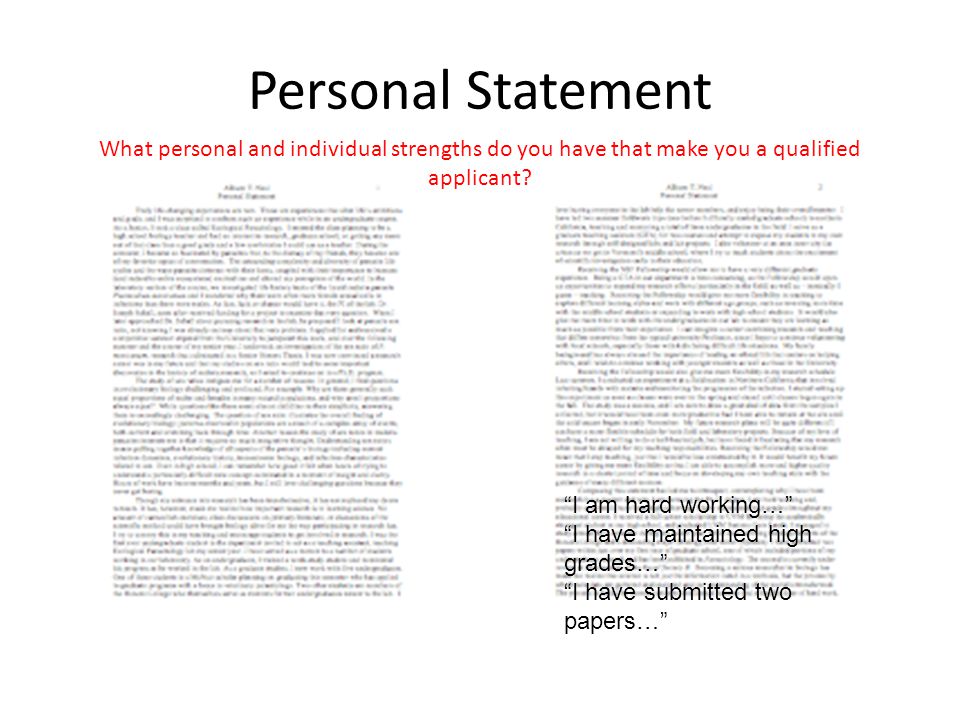 Personal Statement What personal and individual strengths do you have that make you a qualified applicant.