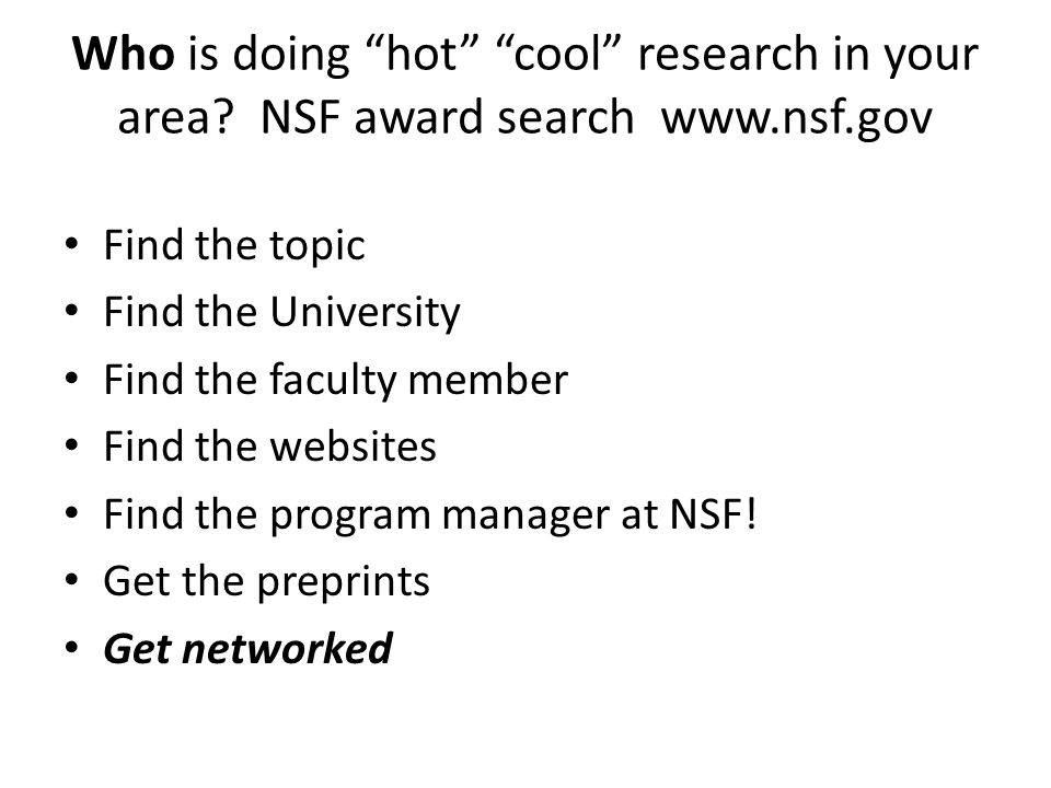 Who is doing hot cool research in your area.