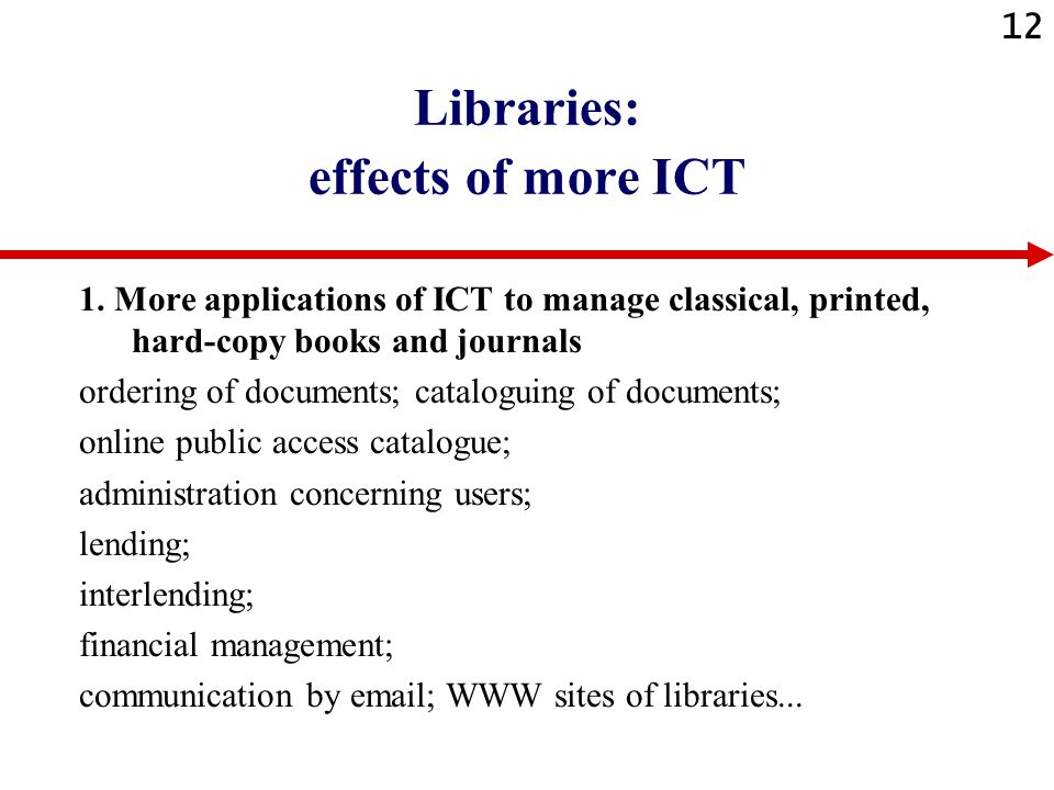 12 Libraries: effects of more ICT 1.