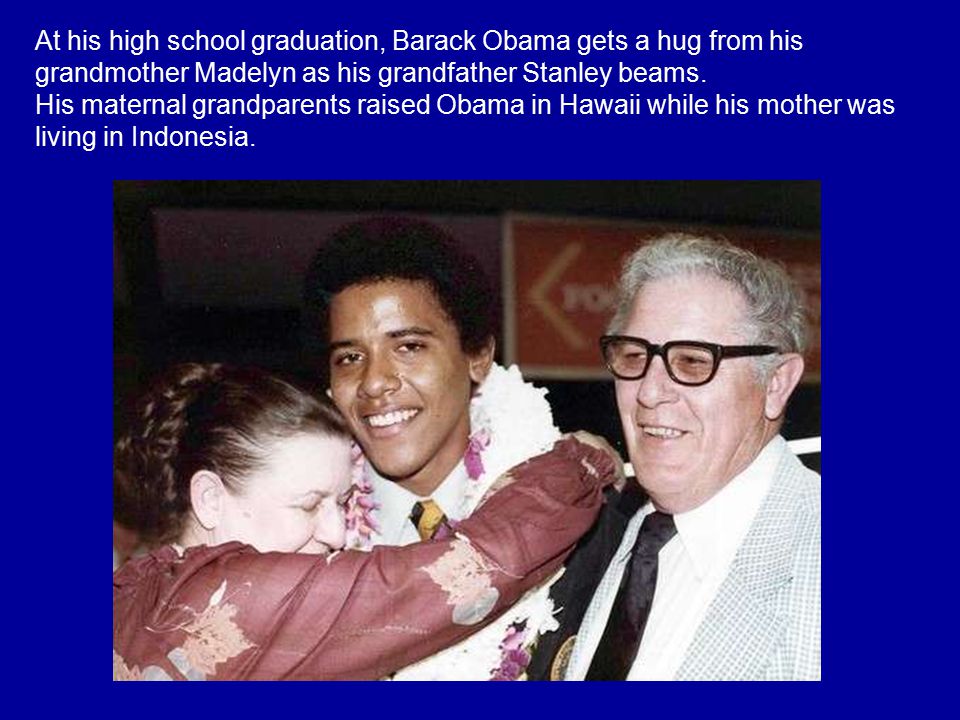 Barack Obama shakes hands during his graduation ceremony from Punahou School in 1977.