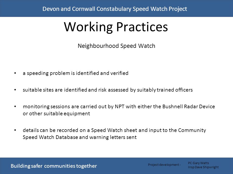 building safer communities together devon and cornwall constabulary police radar log sheets