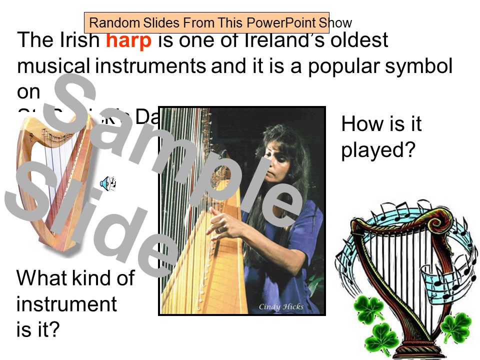Ireland Music and Songs from Ireland Symbols of Ireland An Old Irish Blessing Click on the sound symbols to play music and sound clips.