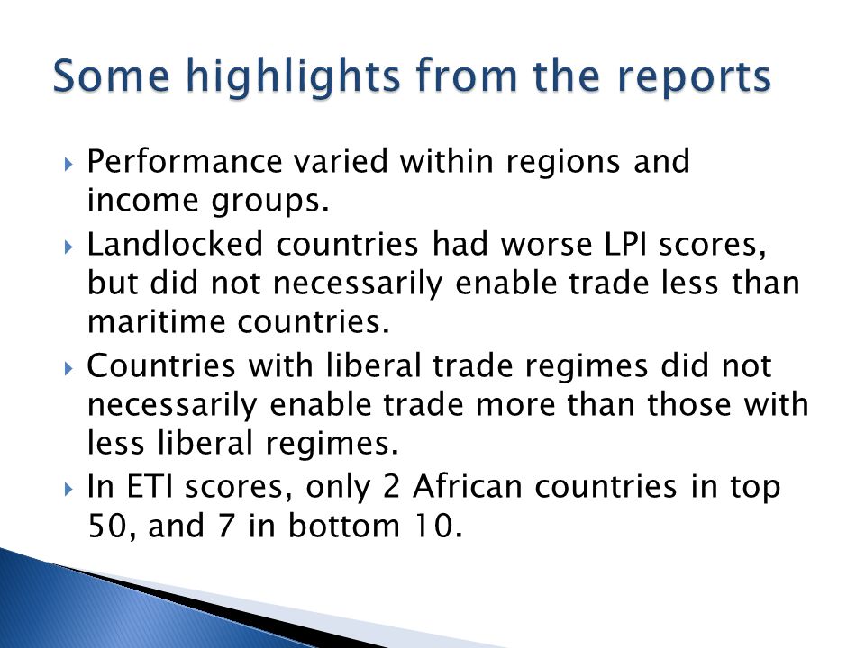  Performance varied within regions and income groups.