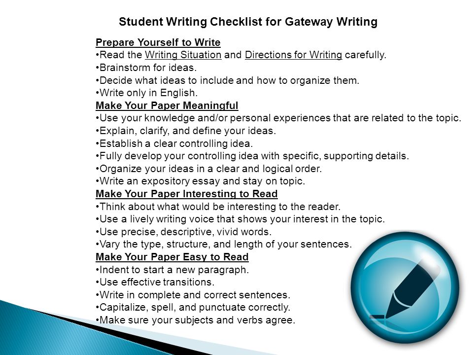 Prepare Yourself to Write Read the Writing Situation and Directions for Writing carefully.
