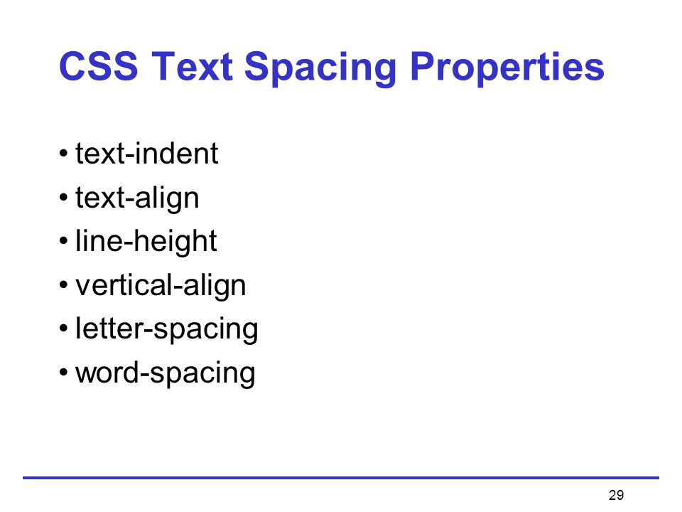 29 CSS Text Spacing Properties text-indent text-align line-height vertical-align letter-spacing word-spacing