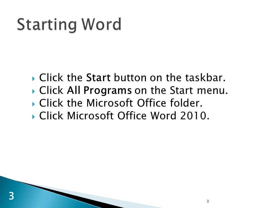 3 3  Click the Start button on the taskbar.  Click All Programs on the Start menu.