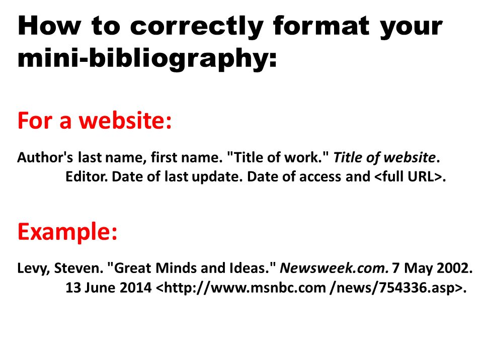 how to correctly format your mini bibliography include all of how to make a bibliography for a website