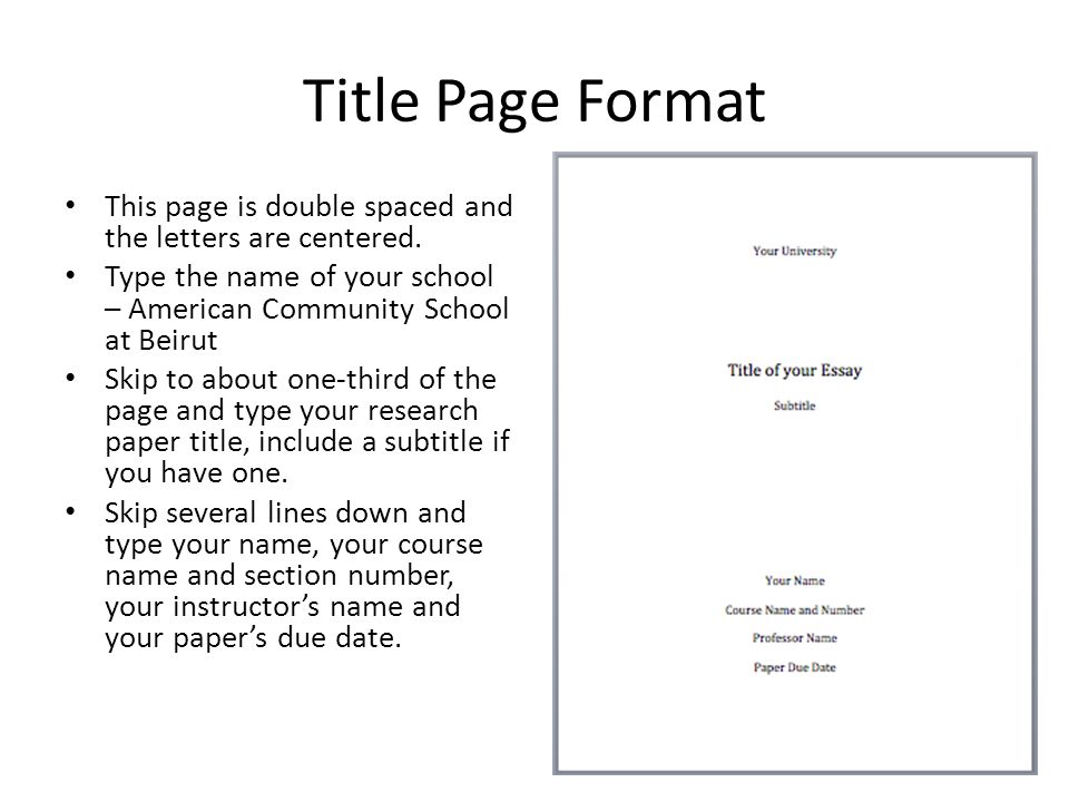 Title Page Format This page is double spaced and the letters are centered.