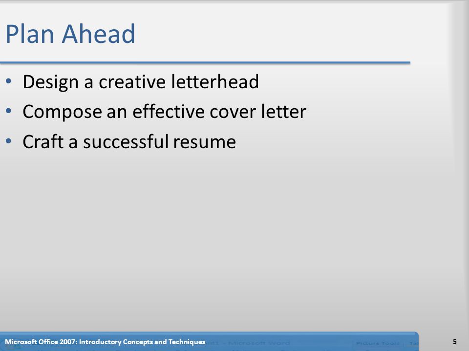 Word chapter 3 creating a cover letter and resume