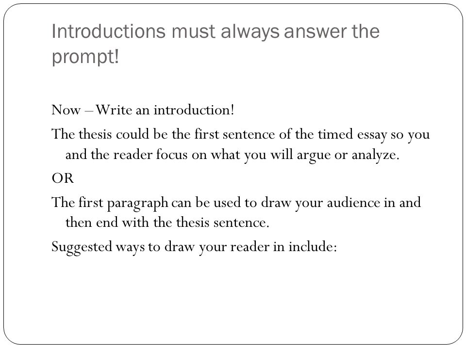 How To Write A Good Timed Writing Essay