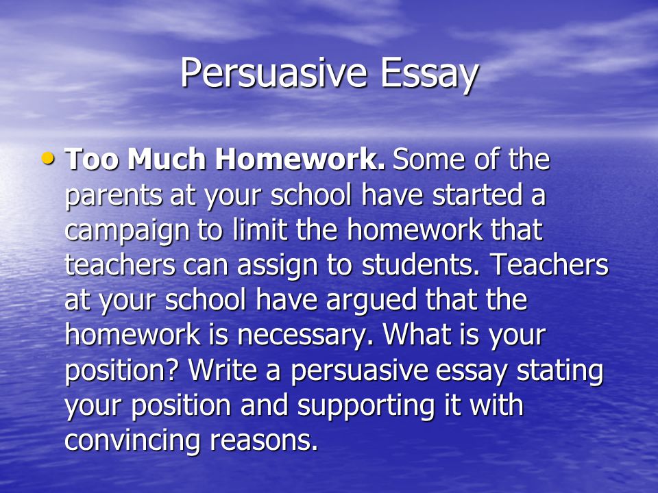 Essay about should students have too much homework