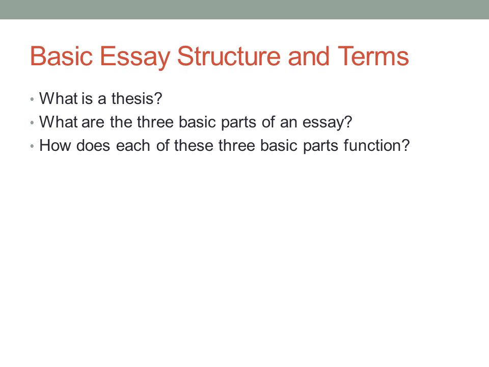 Basic parts and structure of an essay