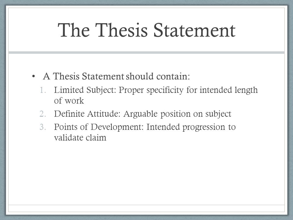 What a thesis should contain