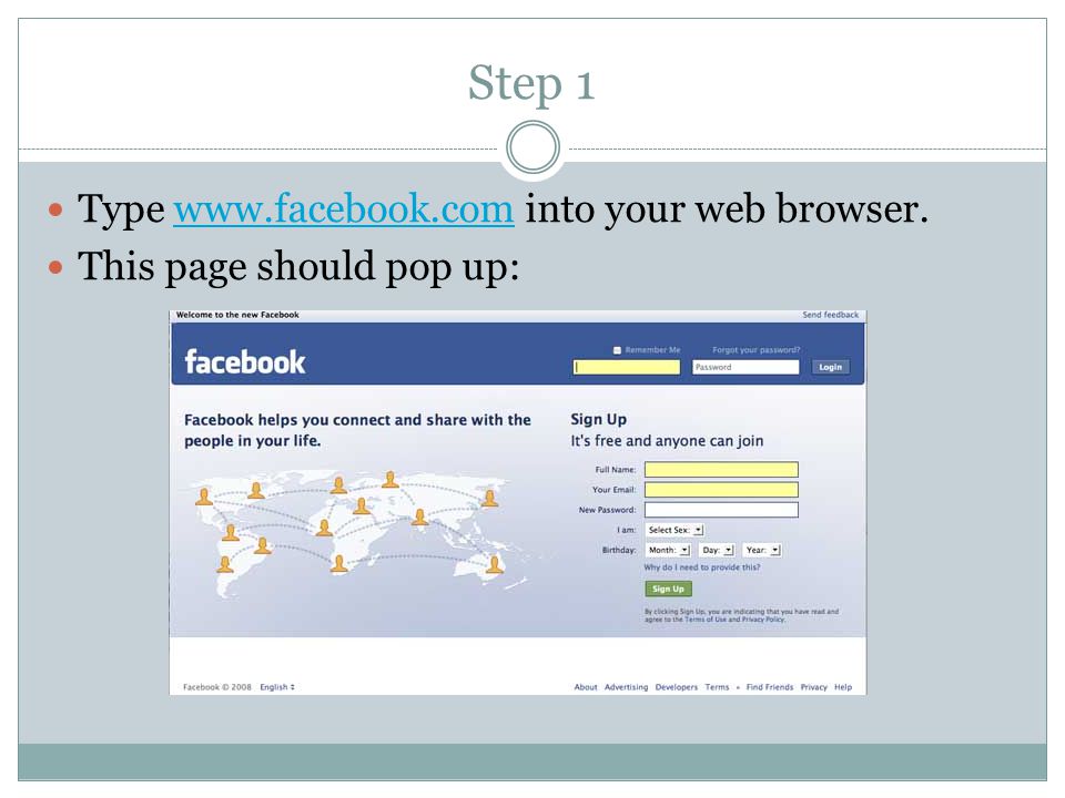 Step 1 Type   into your web browser.  This page should pop up: