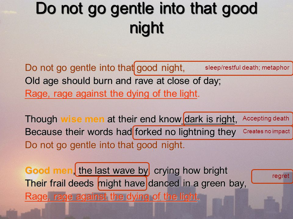 Do not go gentle into that good night essay questions