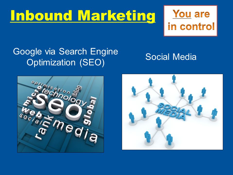 Google via Search Engine Optimization (SEO) Social Media Inbound Marketing
