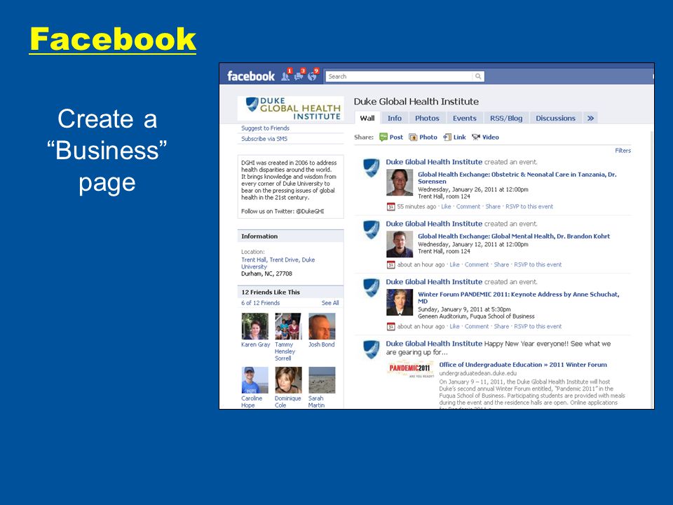 Facebook Create a Business page
