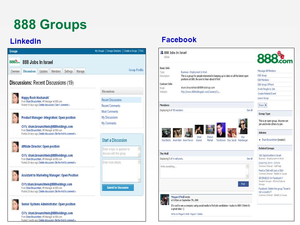 888 Groups LinkedIn Facebook