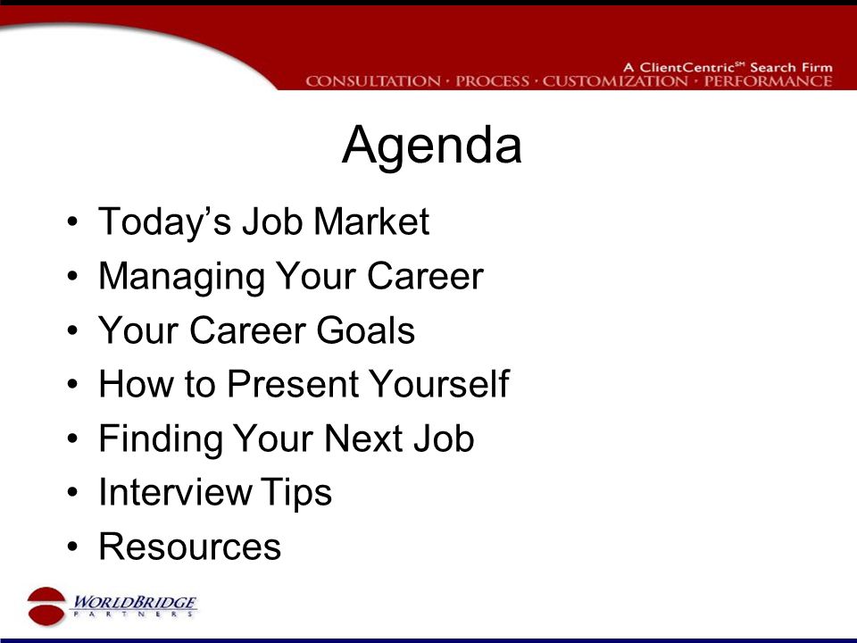 managing your career march 25 agenda todays job market managing career goals interview