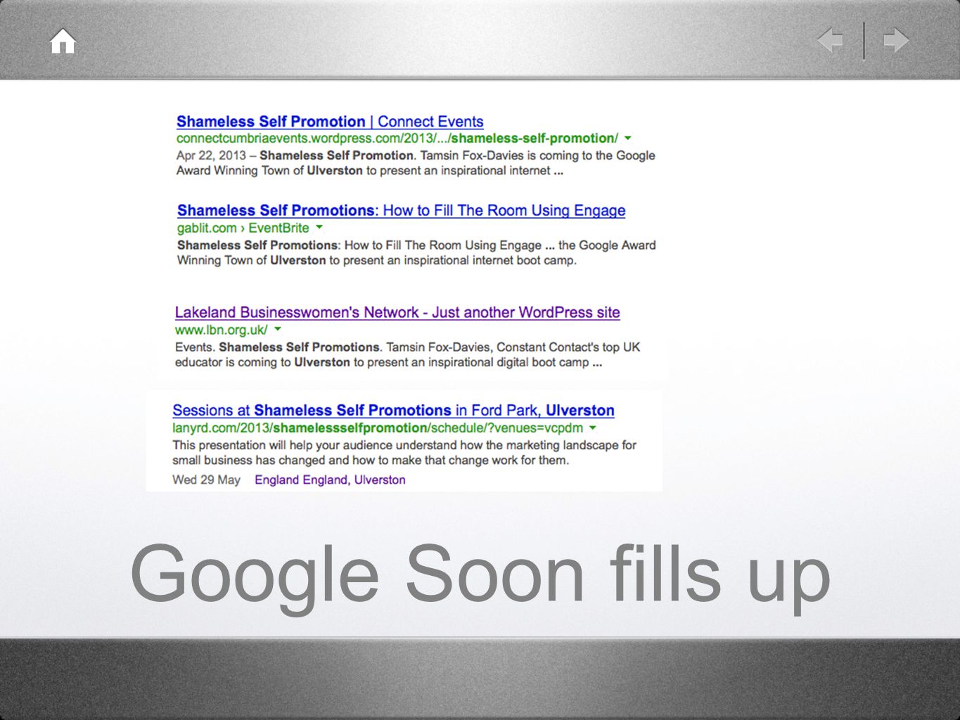 Google Soon fills up