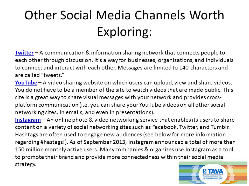 TwitterTwitter – A communication & information sharing network that connects people to each other through discussion.