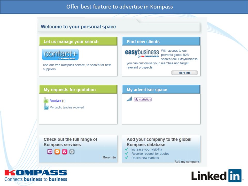 Offer best feature to advertise in Kompass